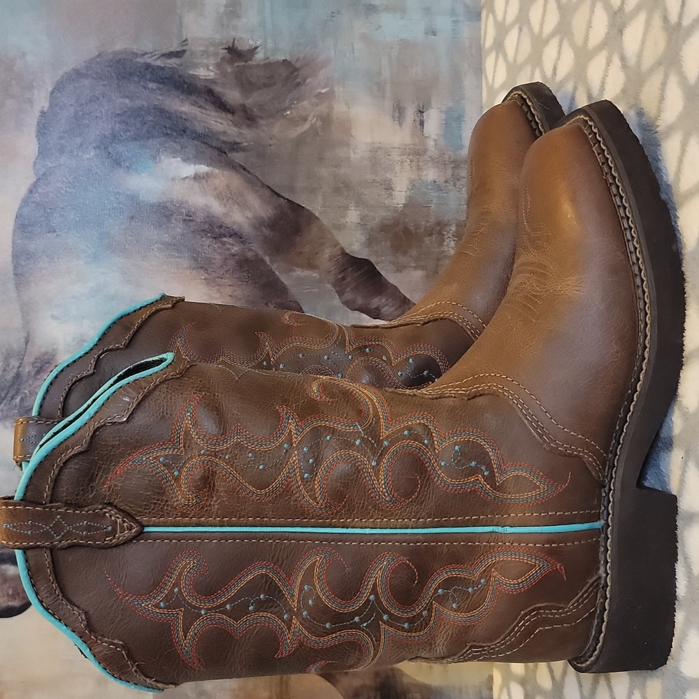 Justin Women's Gypsy Raya 12 Inch Sqaure Toe Western Boots Size 8.5 - Picture 3 of 15